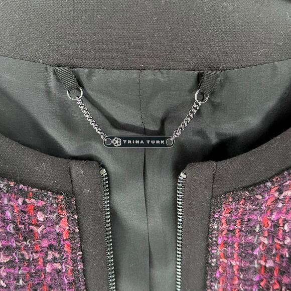 TRINA TURK Bevy Tweed Blazer Jacket Black Purple Women's Size 14 Career Chic - Picture 6 of 6